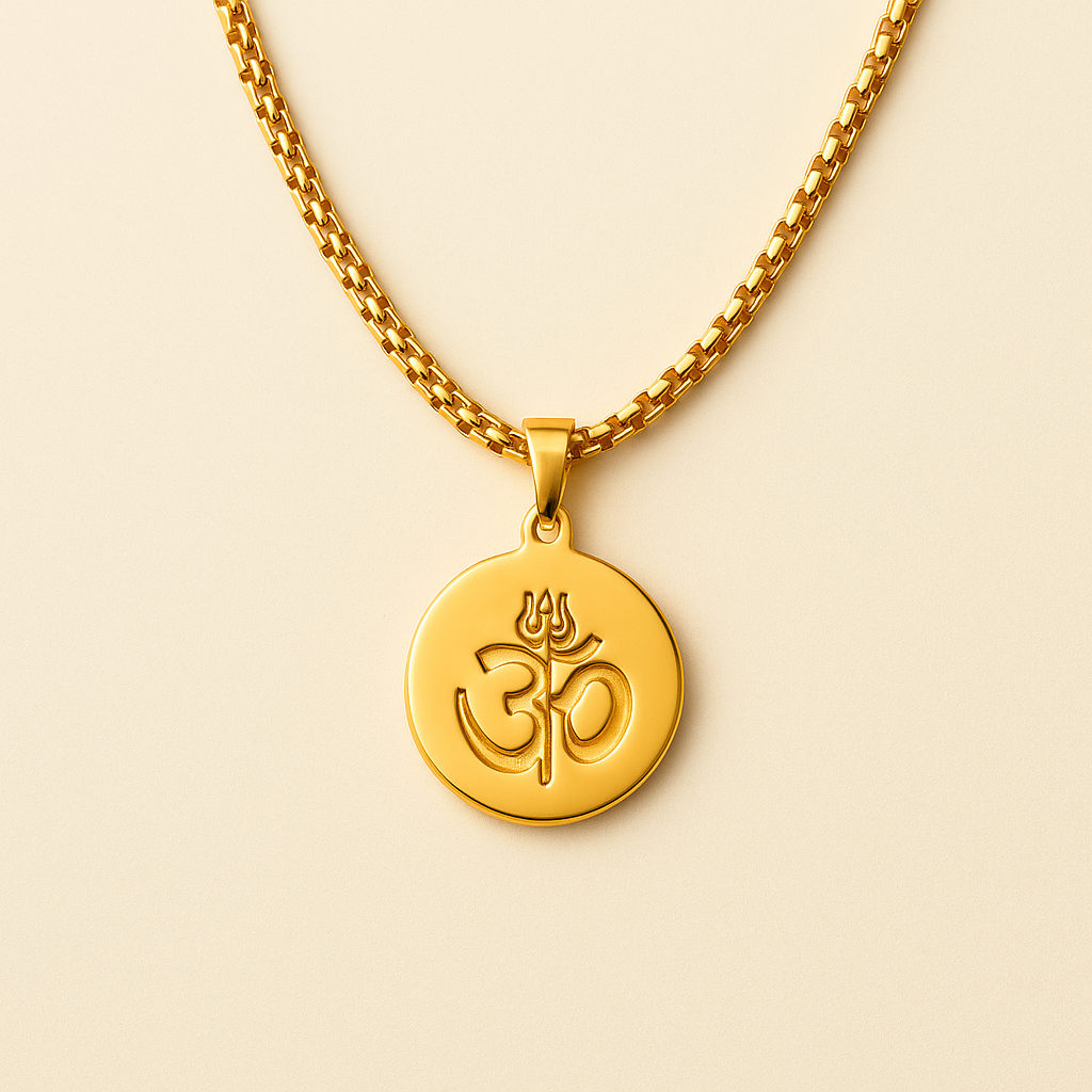Men-18k Gold-Plated Mahashakti Om Trishul Chain