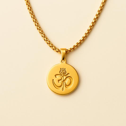 Men-18k Gold-Plated Mahashakti Om Trishul Chain