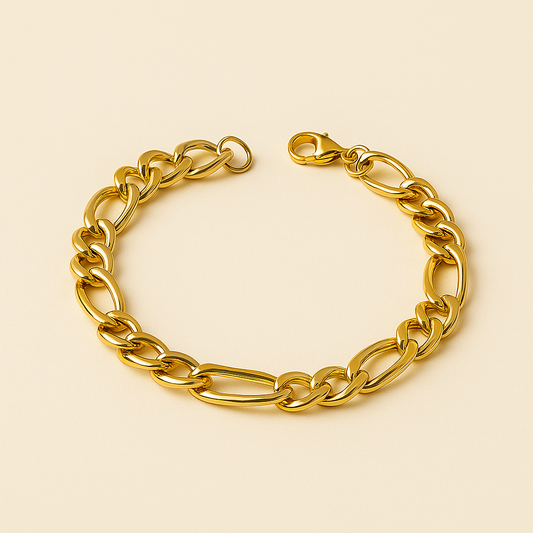 Men-18K Gold Plated Anti Tarnish Classic Figaro Link  Bracelet