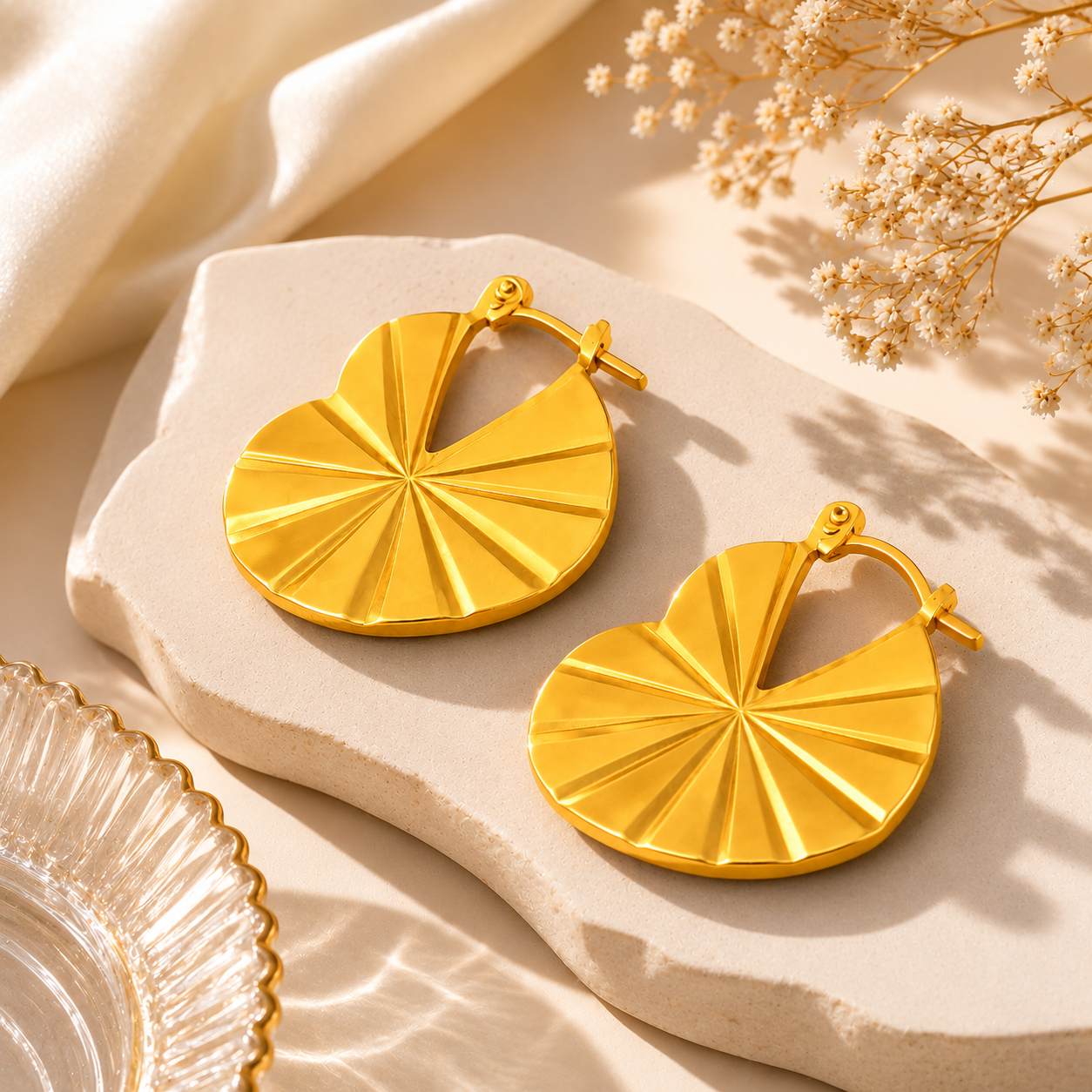 18K Gold Plated Heart Butterfly Hoops Anti Tarnish Earring