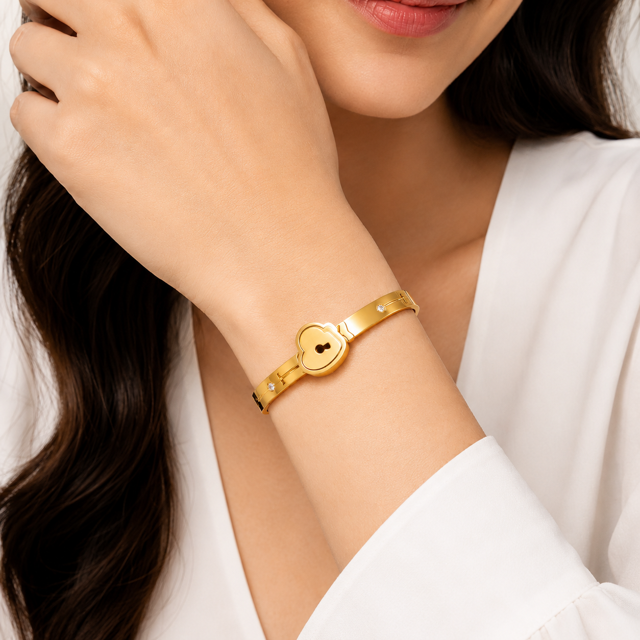 Golden Heart Lock Bracelet