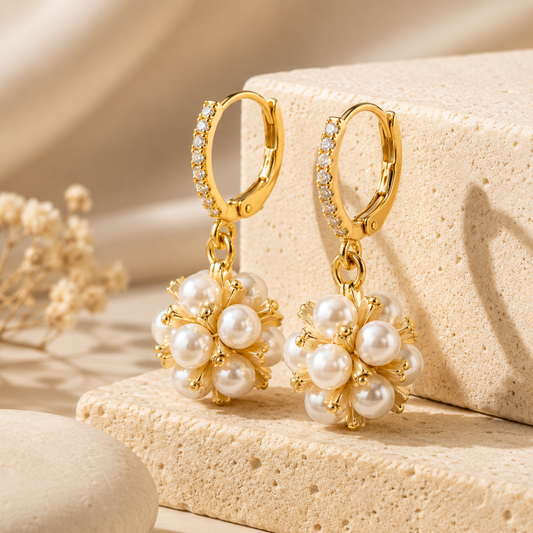 Pearl Bloom Hoop Earrings