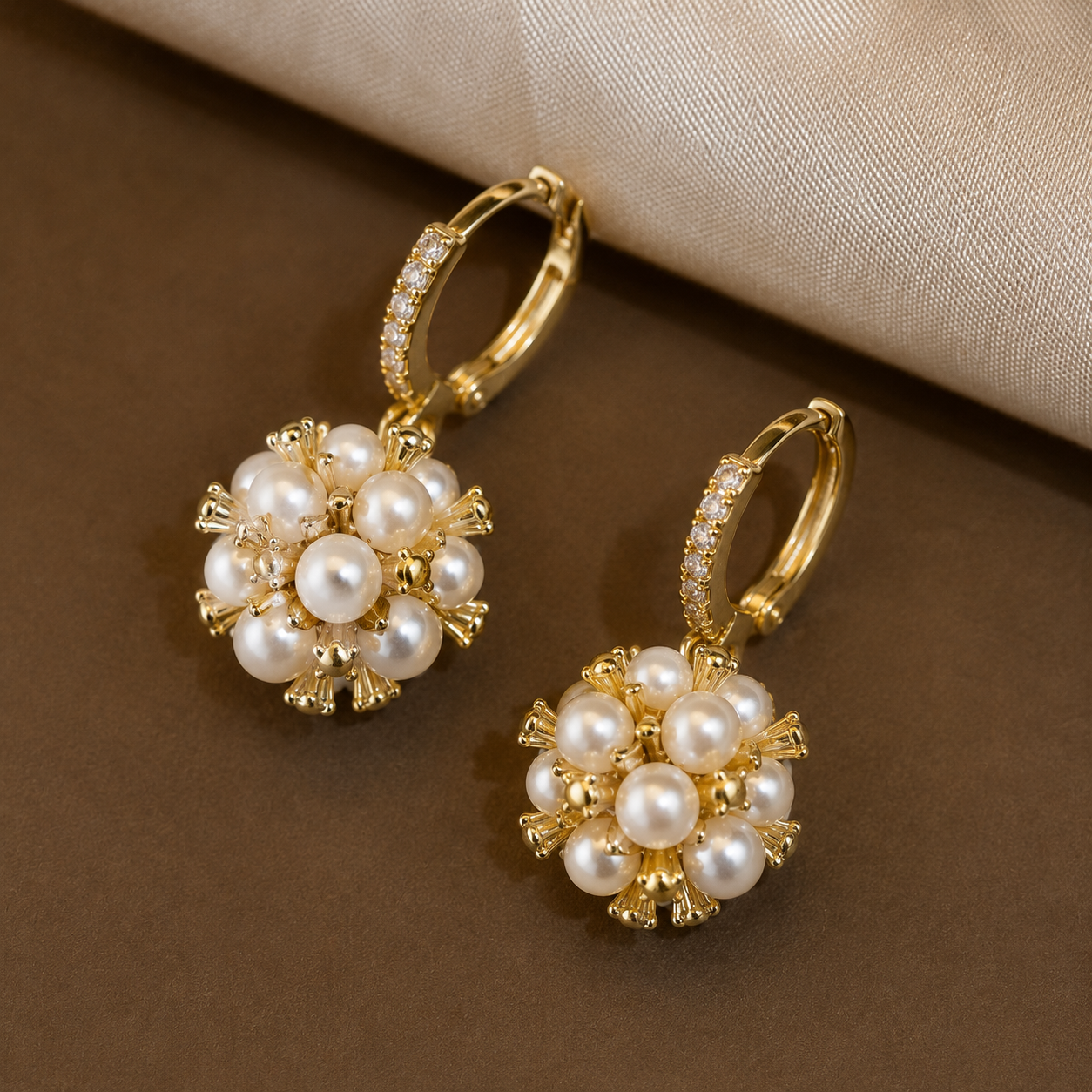 Pearl Bloom Hoop Earrings