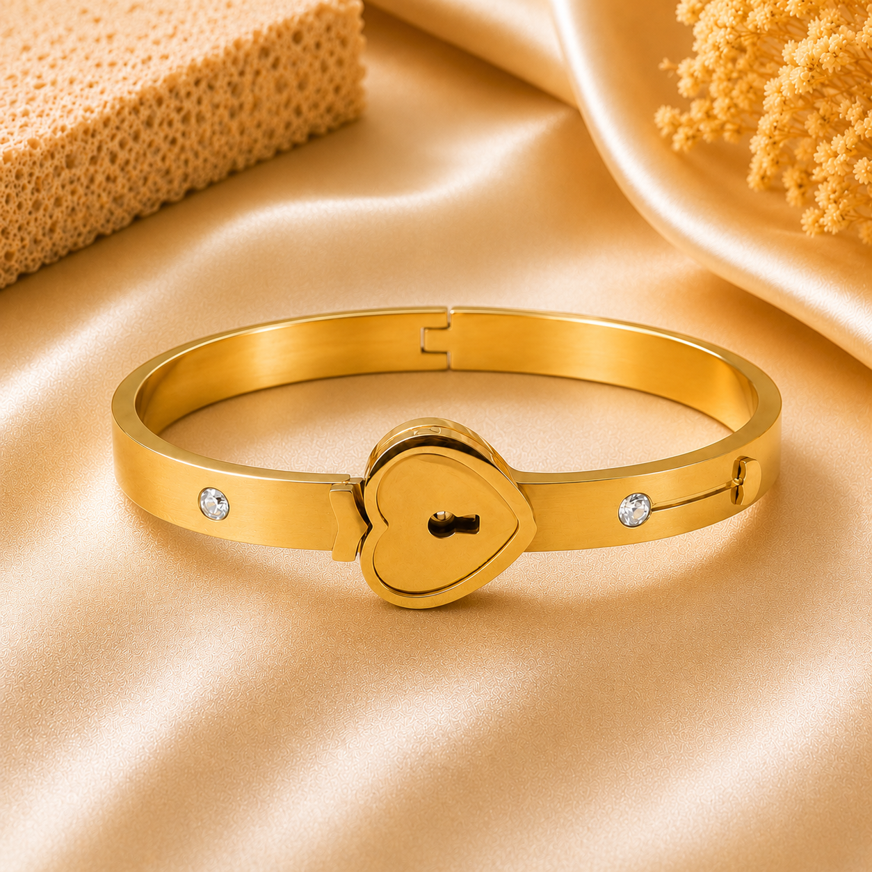 Golden Heart Lock Bracelet