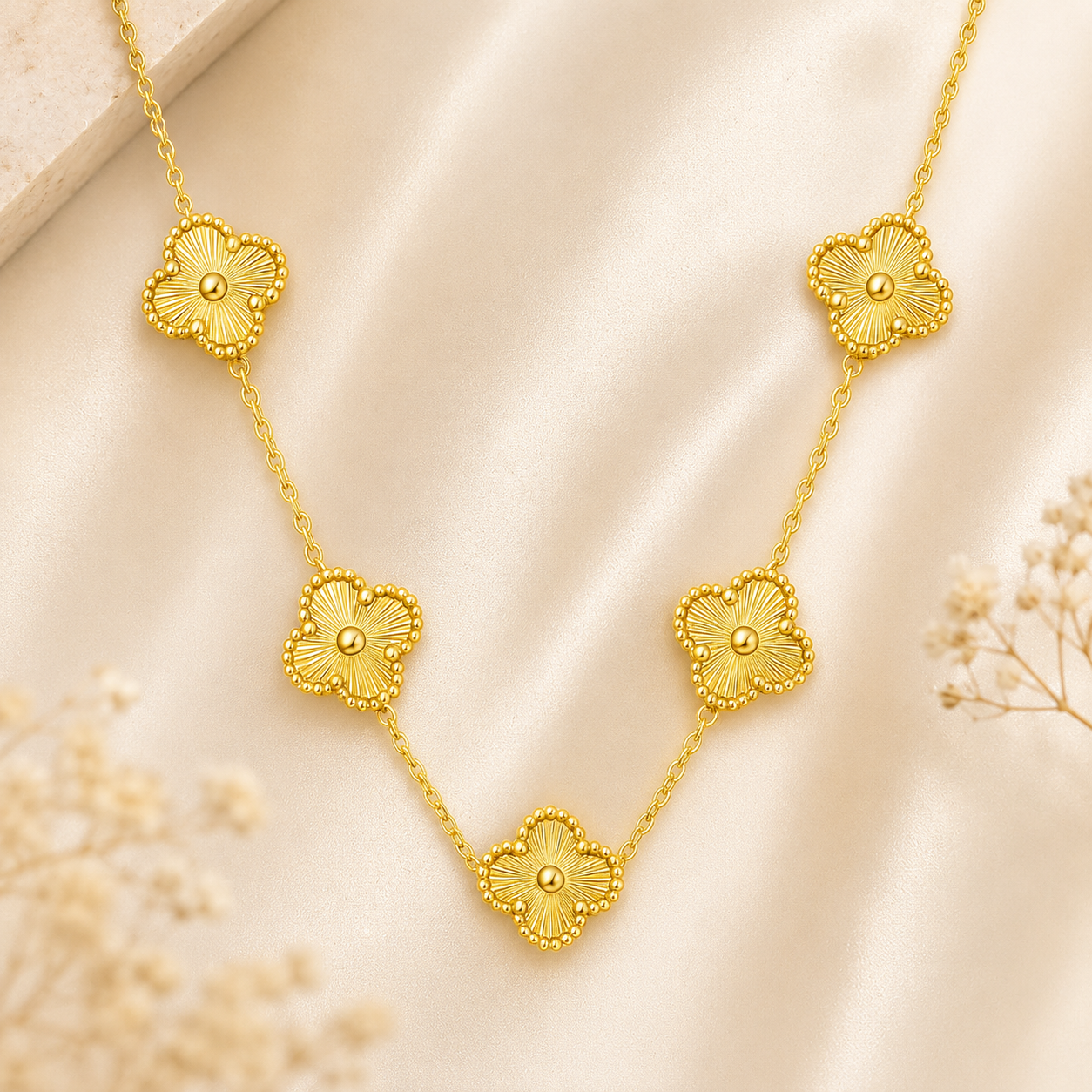 Anti Tarnish Golden Flower Necklace