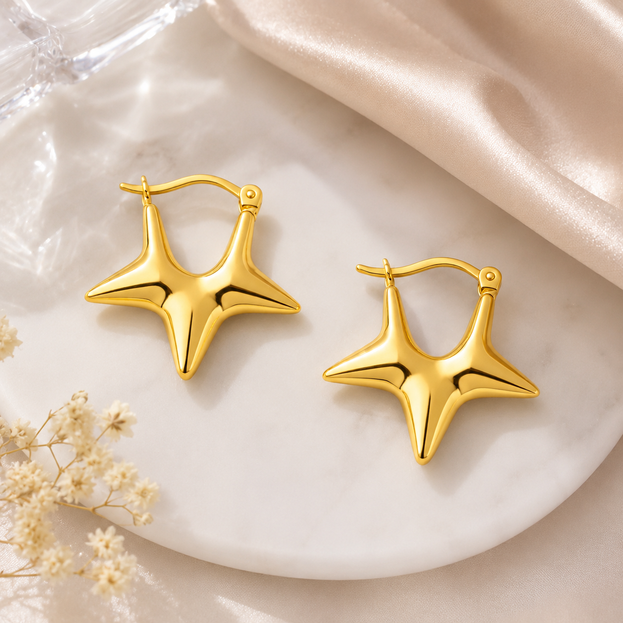 18K Gold Plated Comet Hoops Anti Tarnish Earring