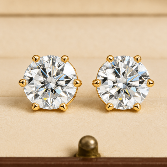 Four-Prong Round Grown Diamond Earring