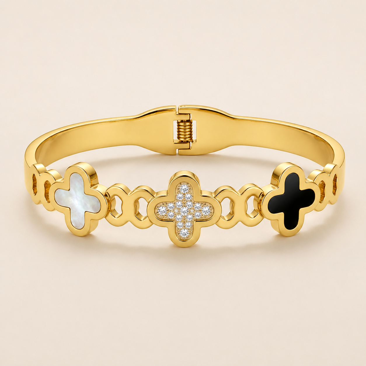 18K Gold Plated Golden Clover Charm Bracelet