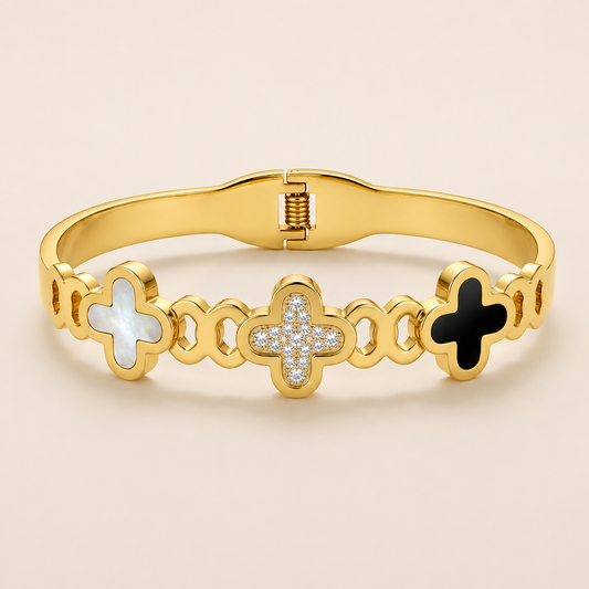 18K Gold Plated Golden Clover Charm Bracelet