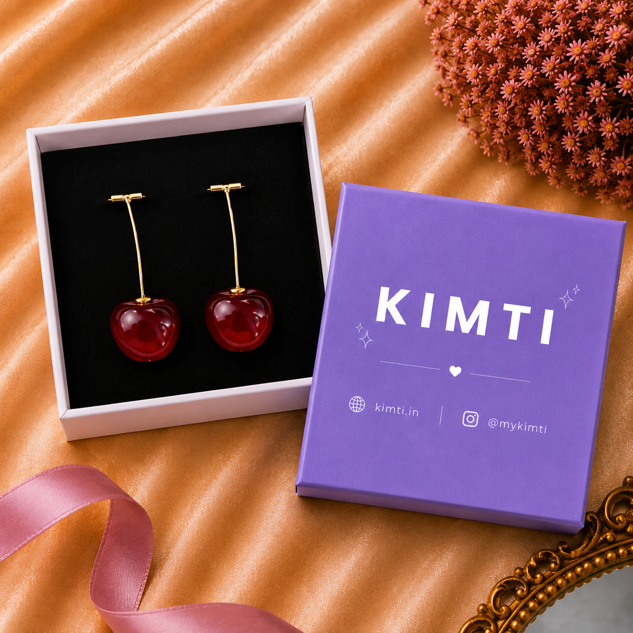 Cherry Blossom Red Drop Earring