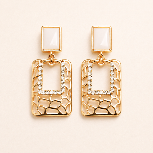 Gold-Toned Contemporary Drop Earrings