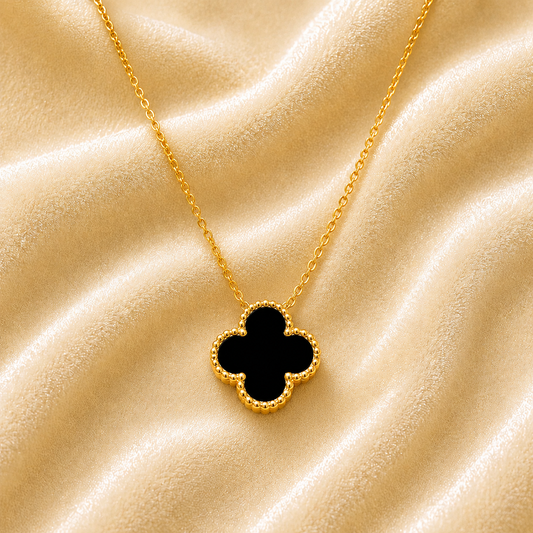 Black Single Clover Anti Tarnish Flower Necklace