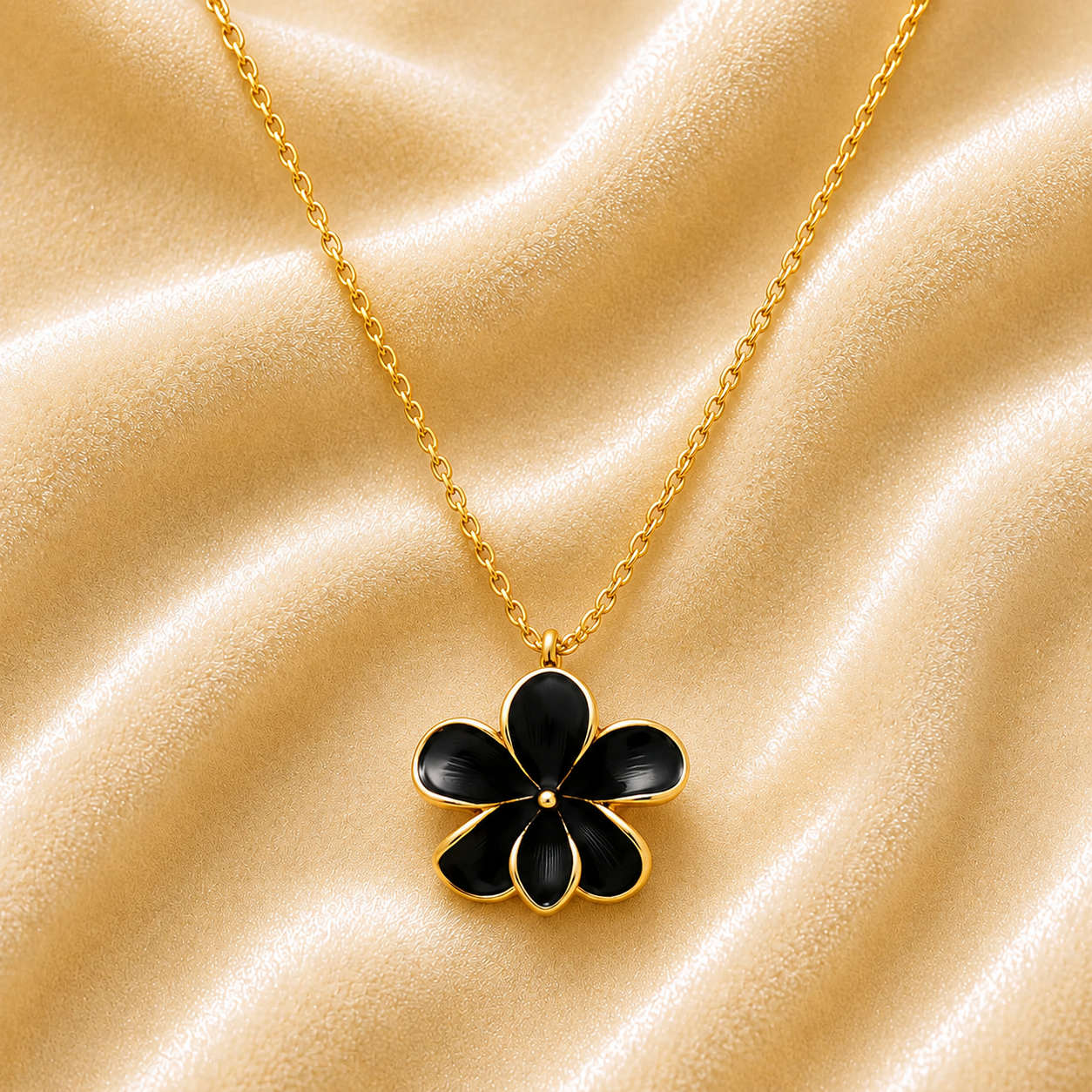 18k Gold Plated Ebon Petals Necklace