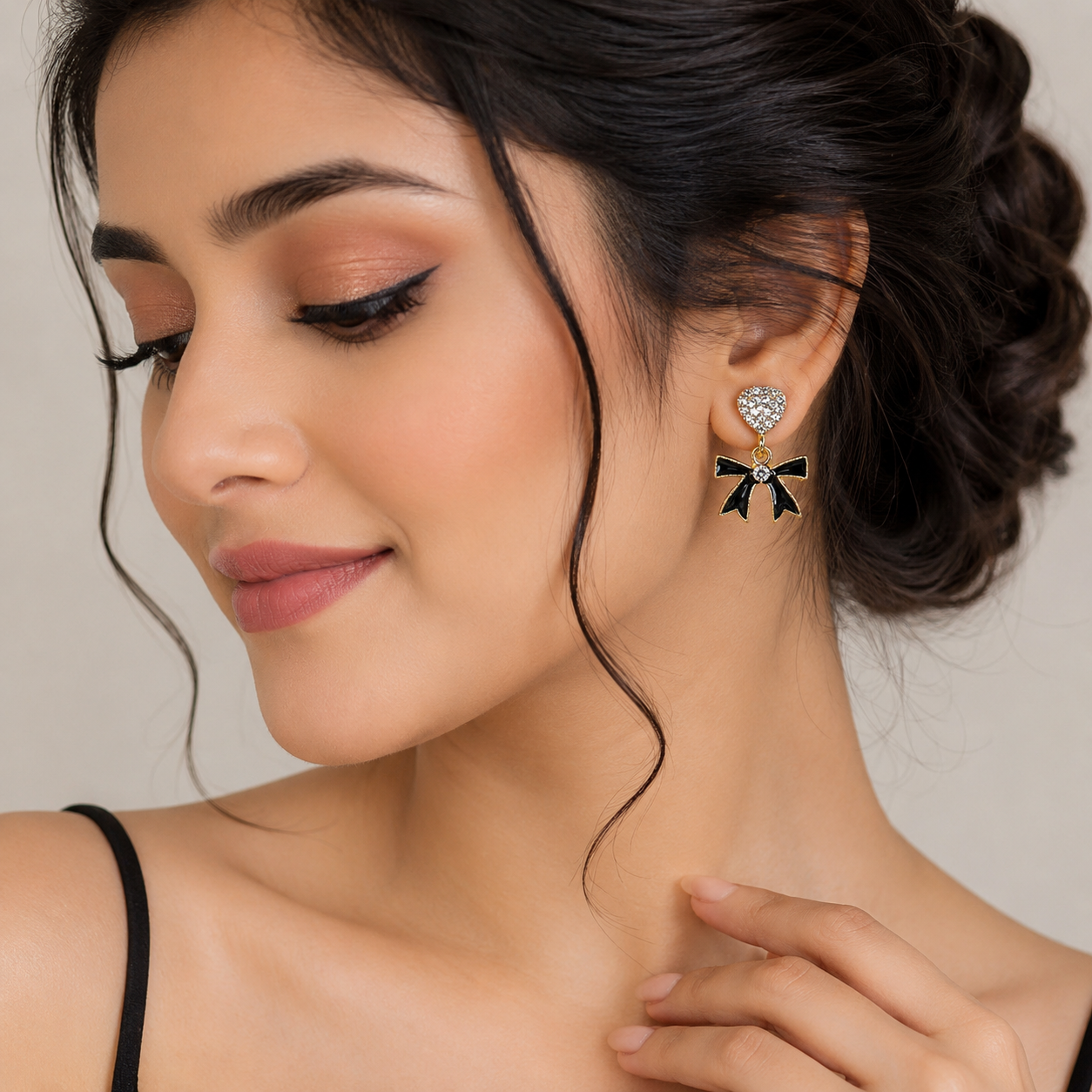 Black Velvet Bow Earrings