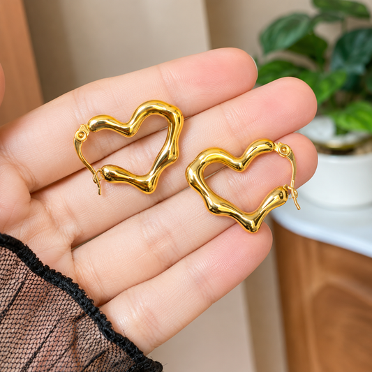 18K Gold Plated Golden Ripple Hoop Earrings for Women
