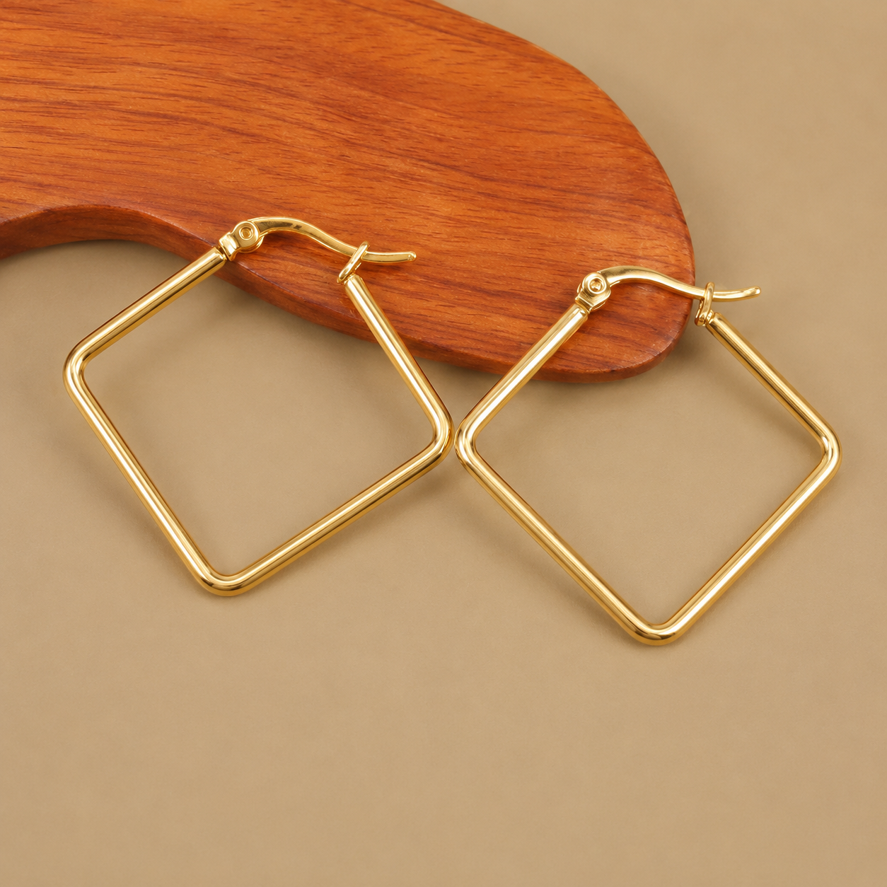 18K Gold Plated Modern Muse Square Earrings