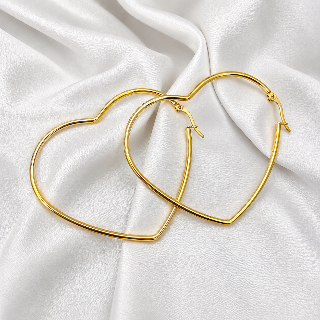 18K Gold Plated Heart Hoop Earrings