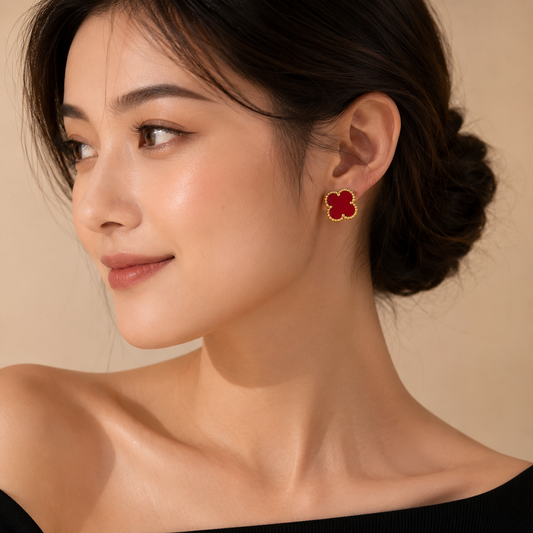 Red Clover Anti Tarnish Stud Earring