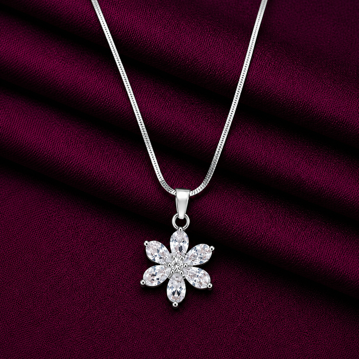 Crystal Flower Pendant Necklace