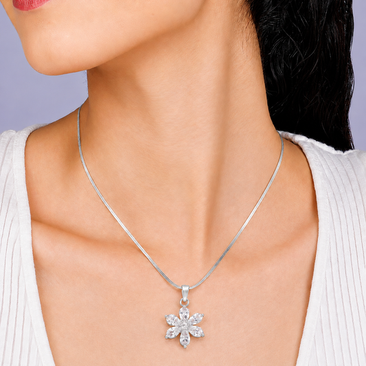Crystal Flower Pendant Necklace