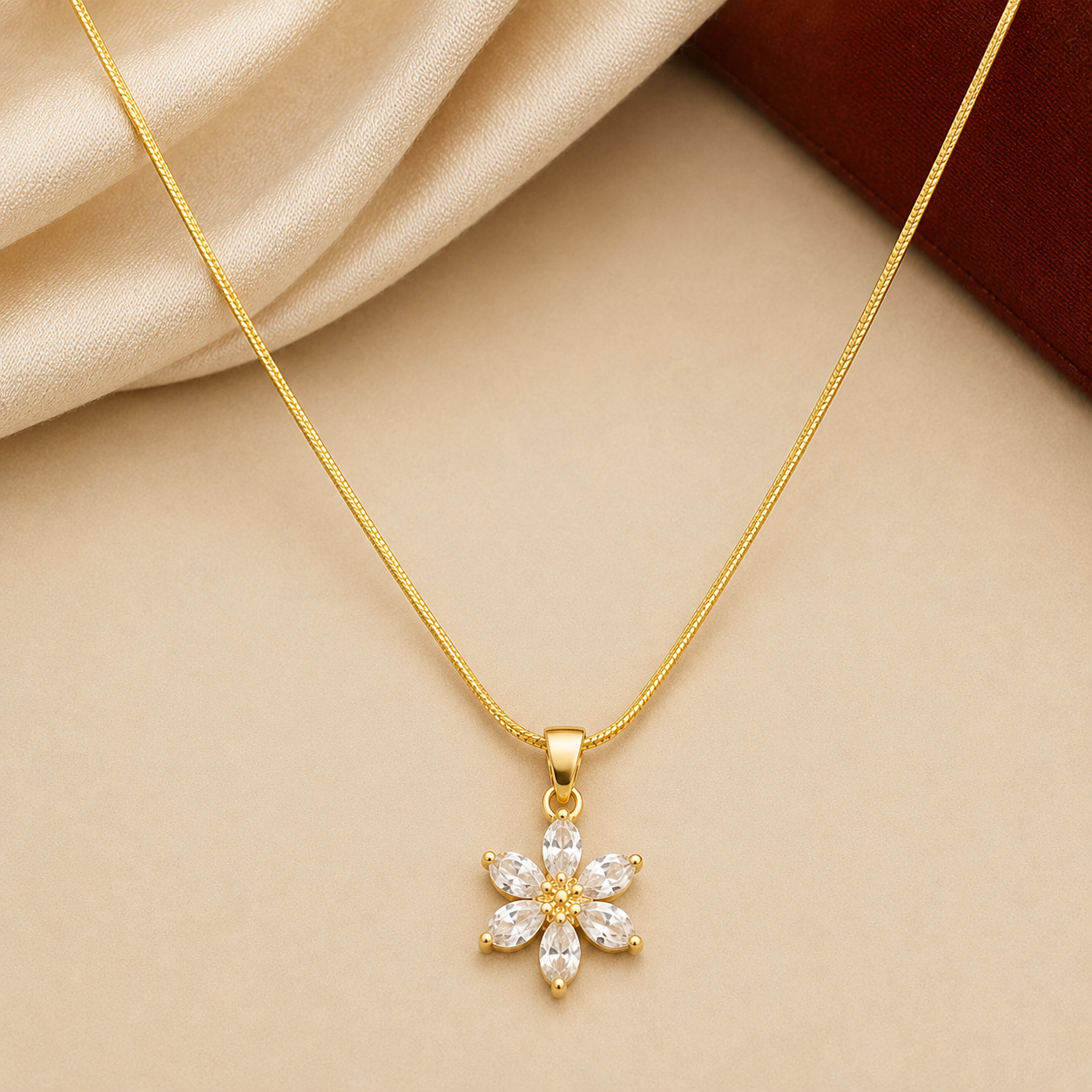 18K Gold Plated Flower Pendant Necklace
