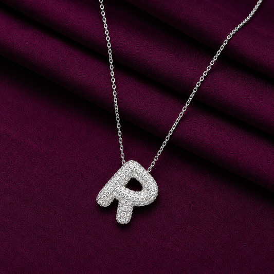 Diamond R Initial Necklace