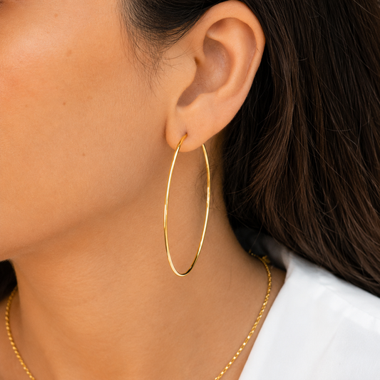 18K Gold Plated Classic Gold Oversized Hoop Earrings