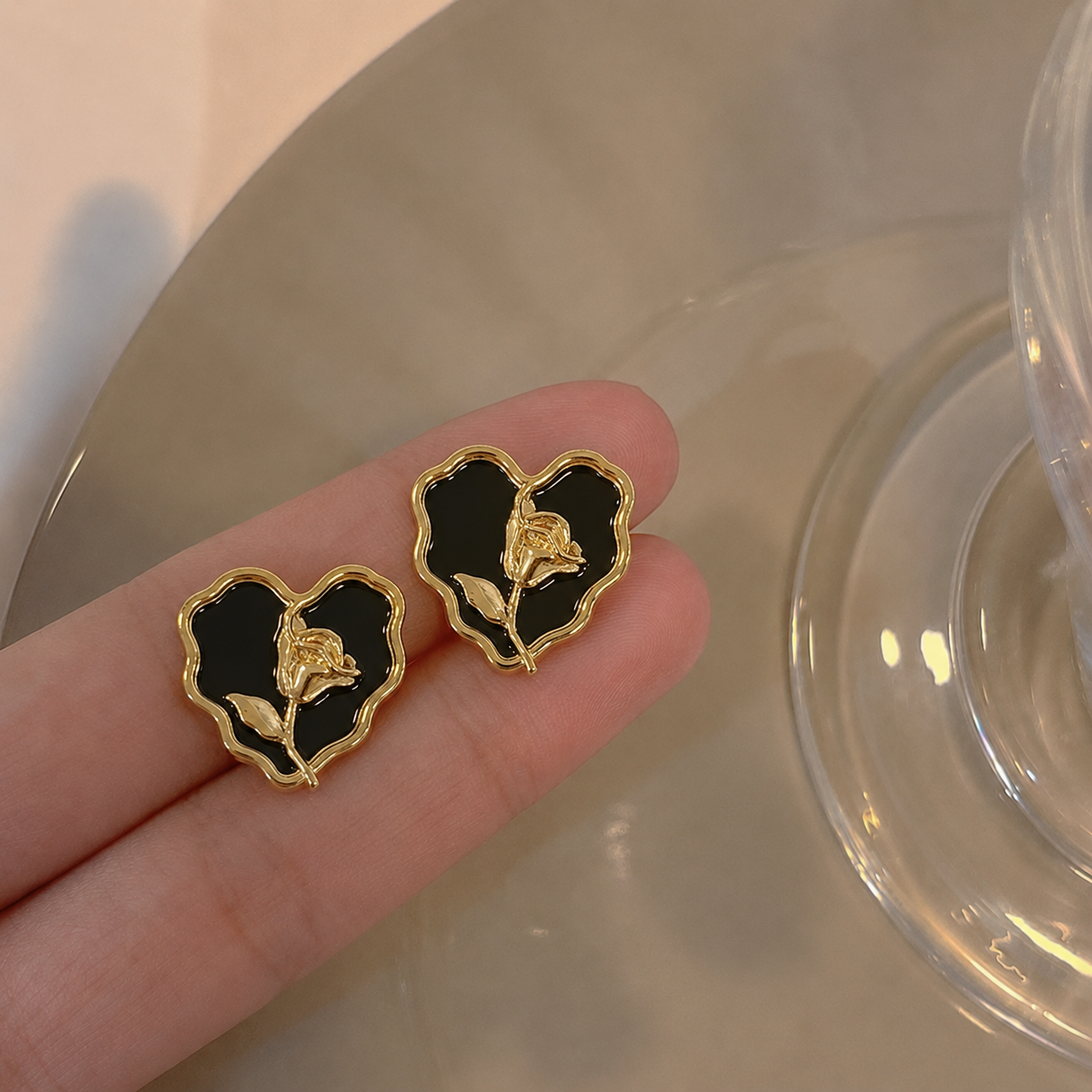 Black Heart Stud Earring