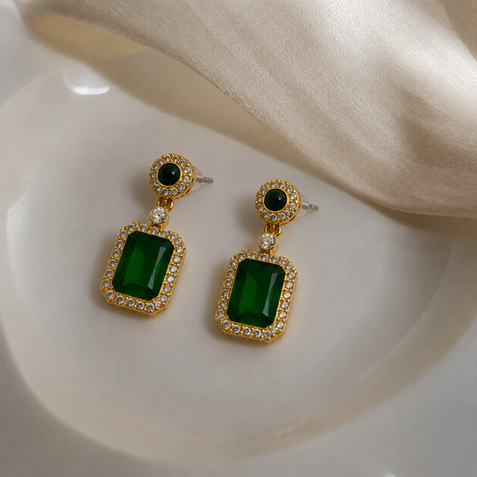 Regal Greenstone Gold Earrings
