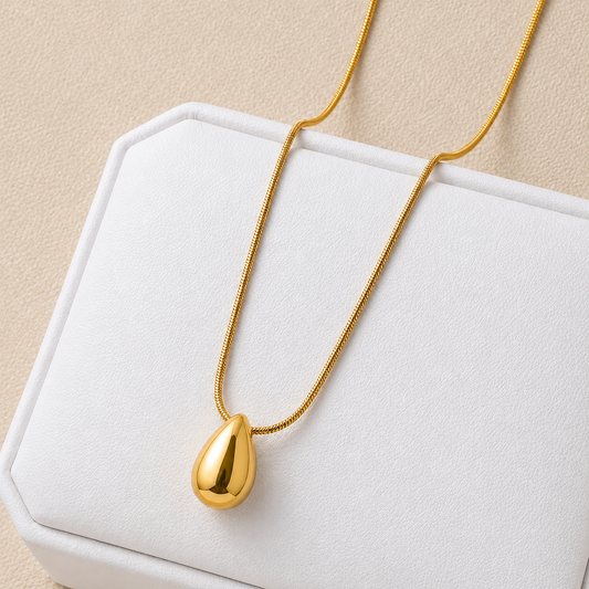 18K Gold Plated Modern Teardrop Necklace