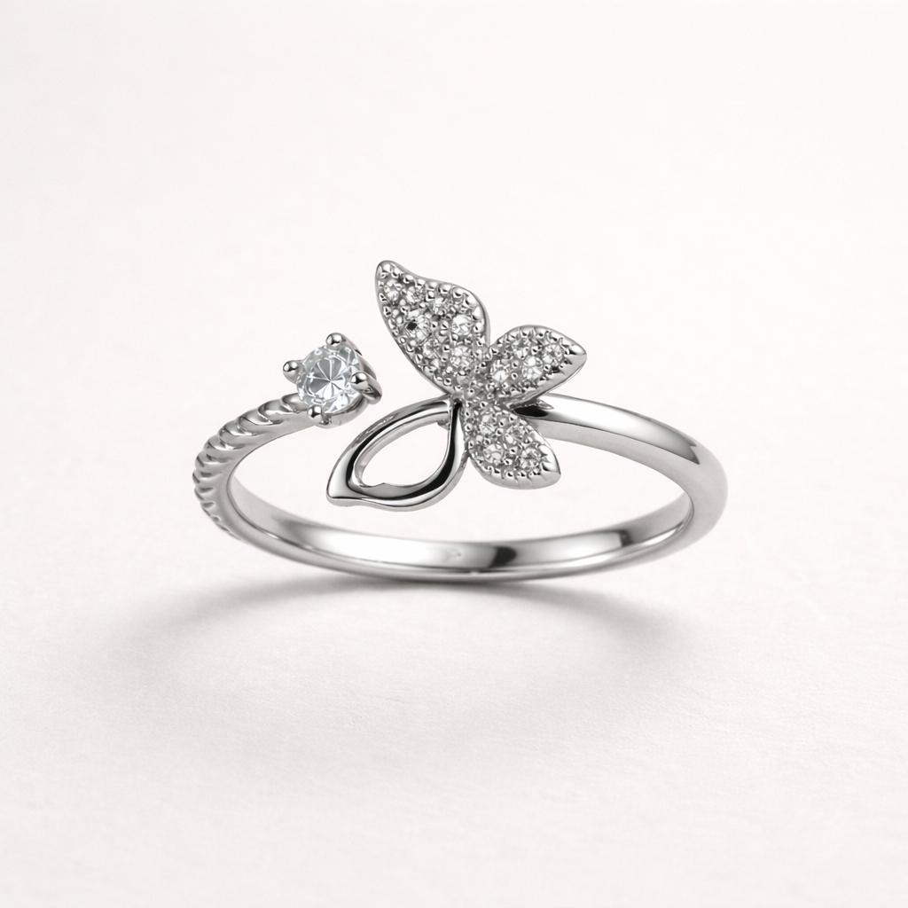 Butterfly Spark Solitaire Ring