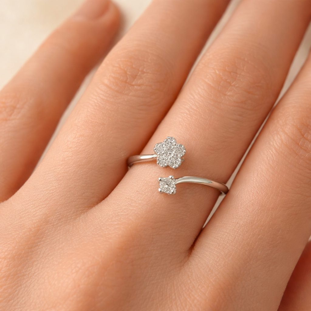 Crystal Flower Twist Ring