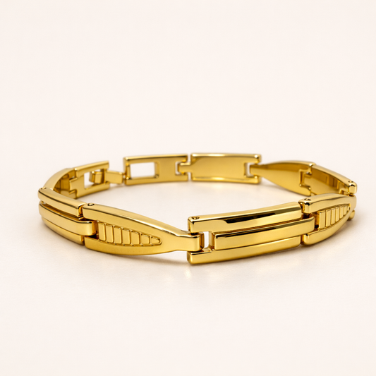 Men - 18K Gold Plated Aurelia Geo Link Bracelet