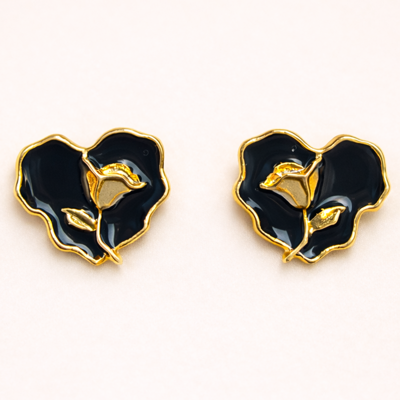 Black Heart Stud Earring