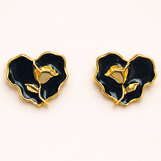 Black Heart Stud Earring