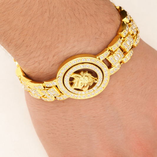 Men - 18K Gold Plated Golden Medusa Icon Bracelet