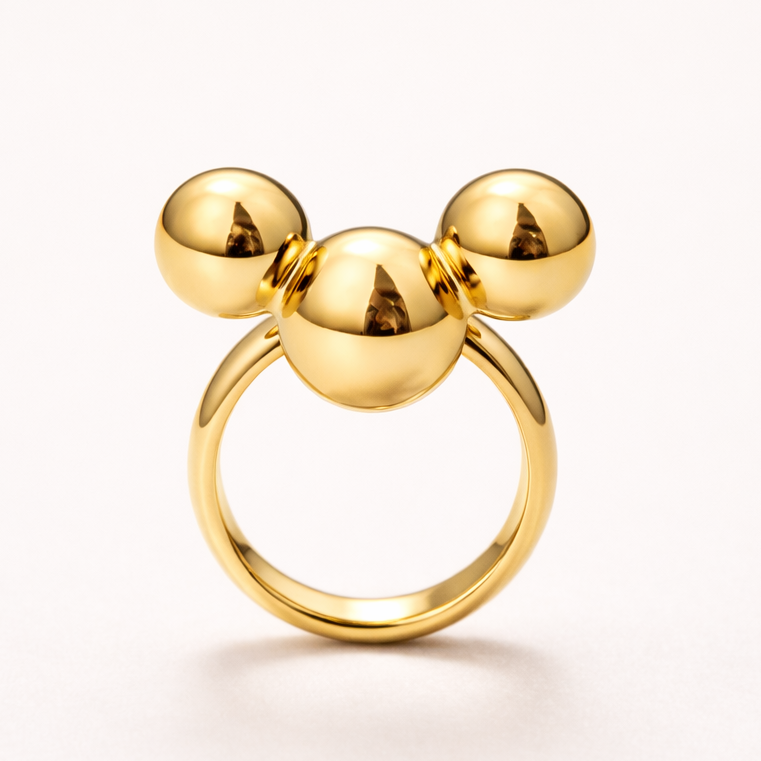 18K Gold Plated Trinity Sphere Ring