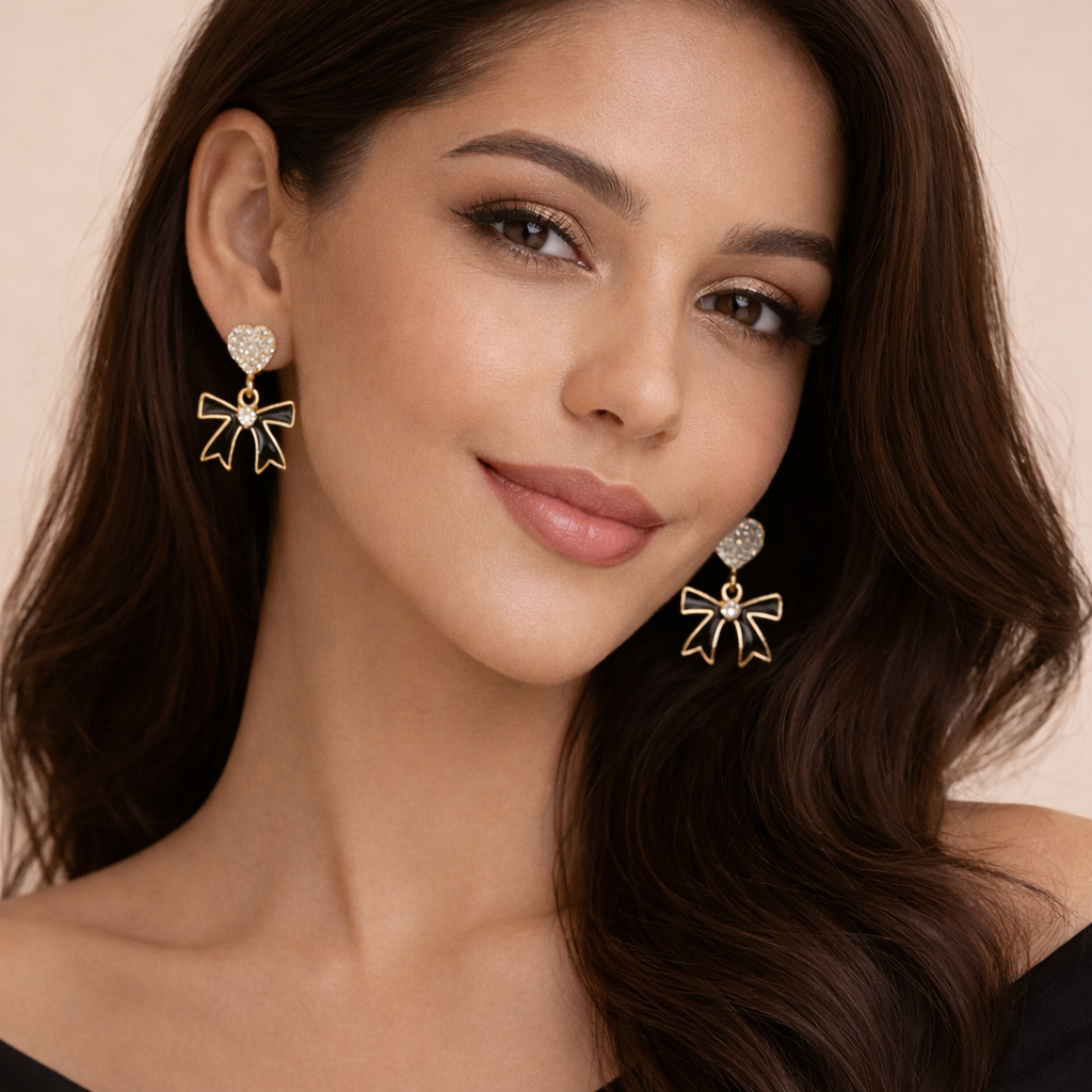 Black Velvet Bow Earrings