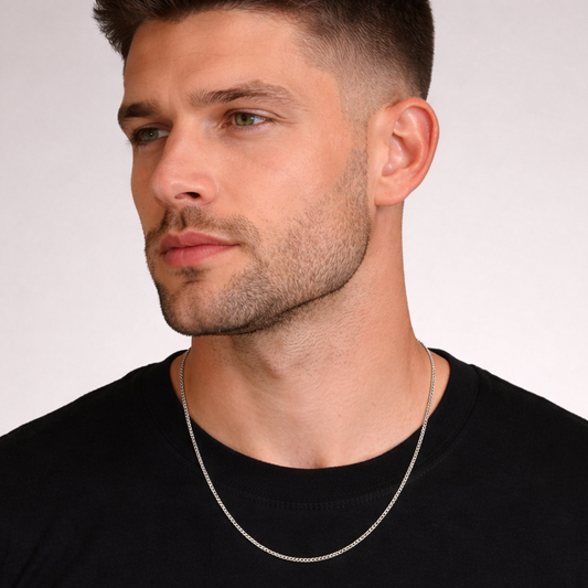 Men-18K Silver Plated  Urban Edge Silver Chain