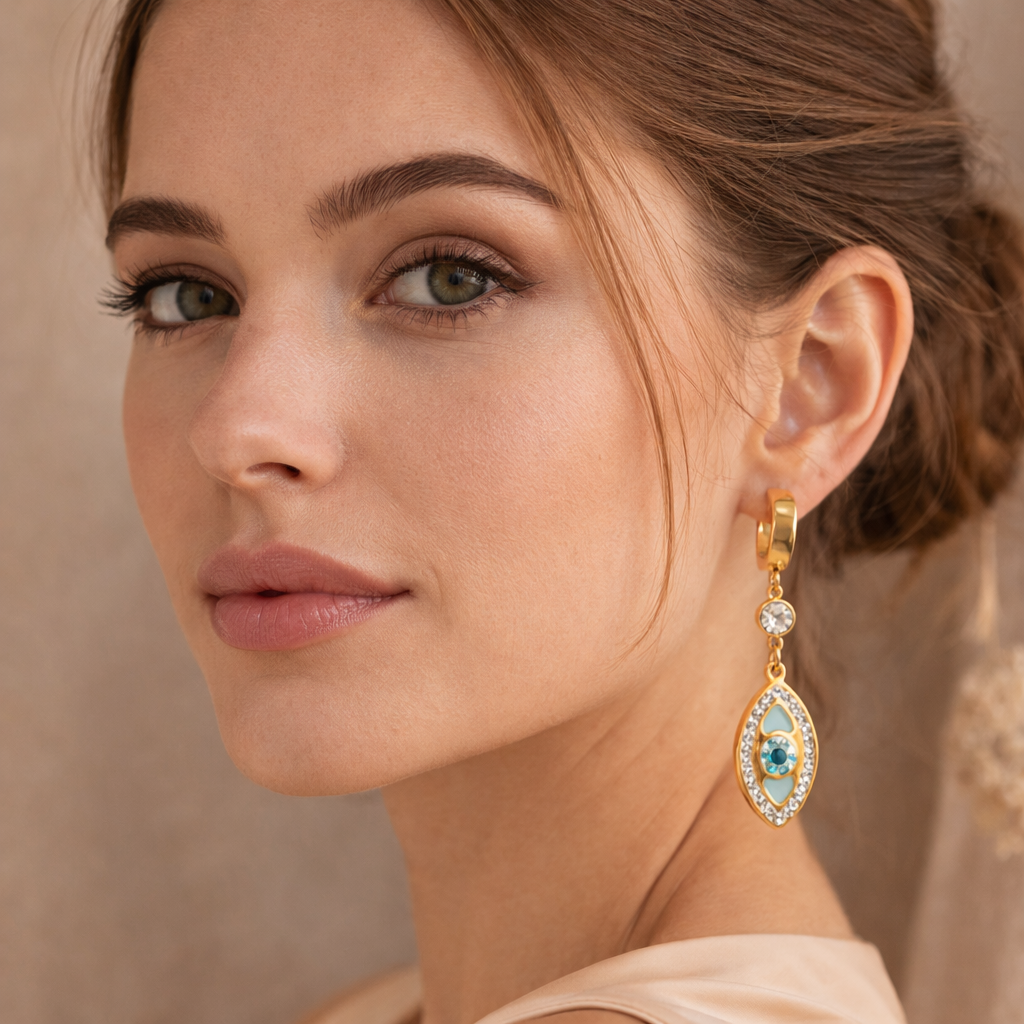 Turquoise Evil Eye Drop Earrings