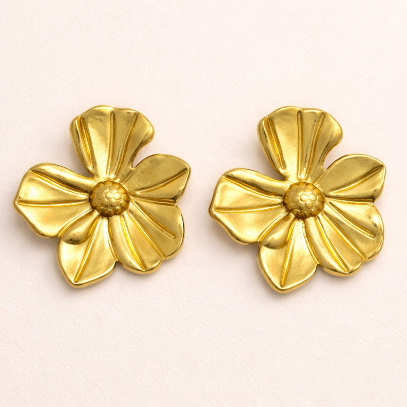18K Gold Plated Floral Aura Gold Earrings