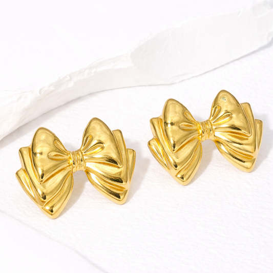 18K Gold Plated Cute Bow Earrings
