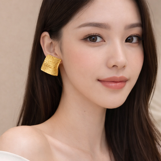 18K Gold Plated Square Studs Earrings