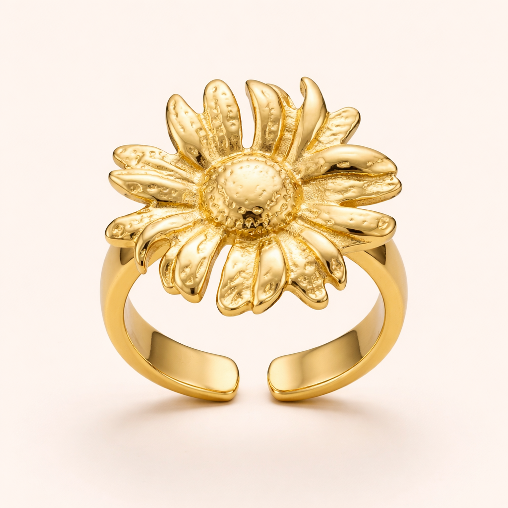 18K Gold Plated Golden Sunflower Ring