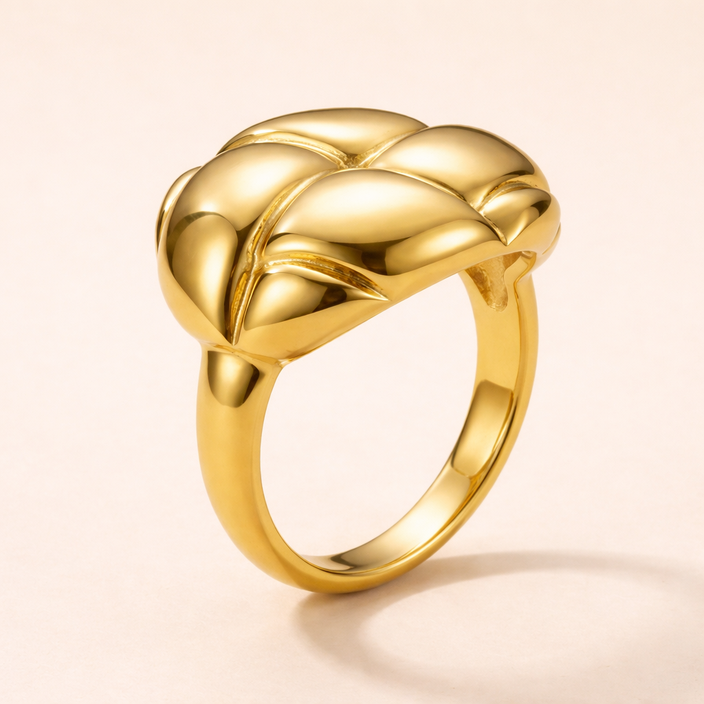 18K Gold Plated Golden Weave Ring