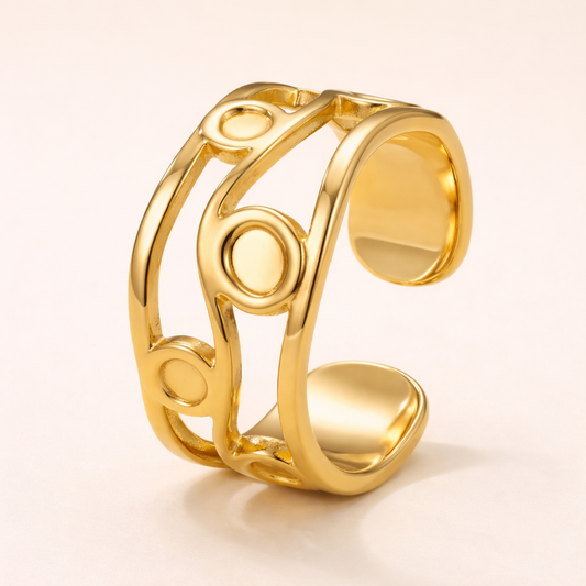18K Gold Plated Golden Wave Orbit Ring