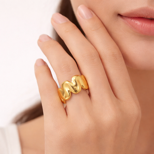 18k Gold Plated Adjustable EllaTwist Ring