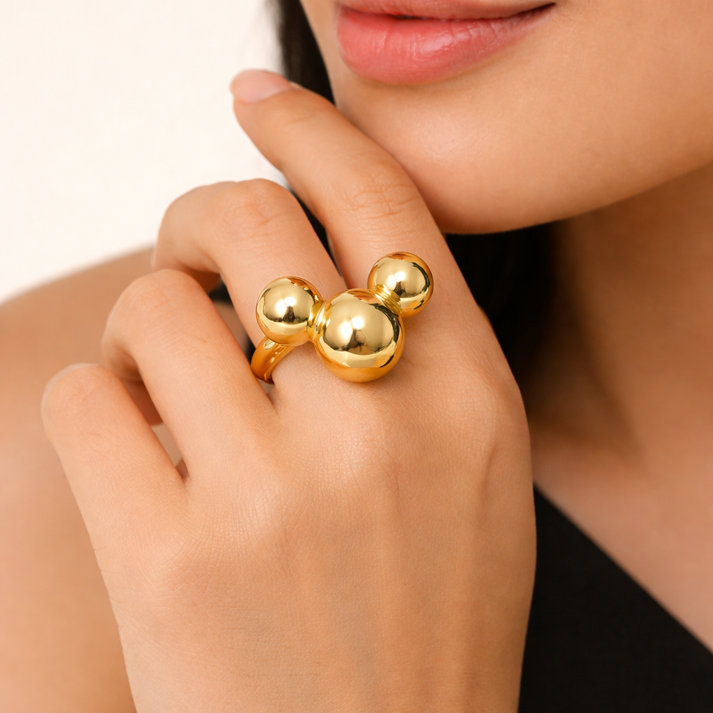 18K Gold Plated Trinity Sphere Ring