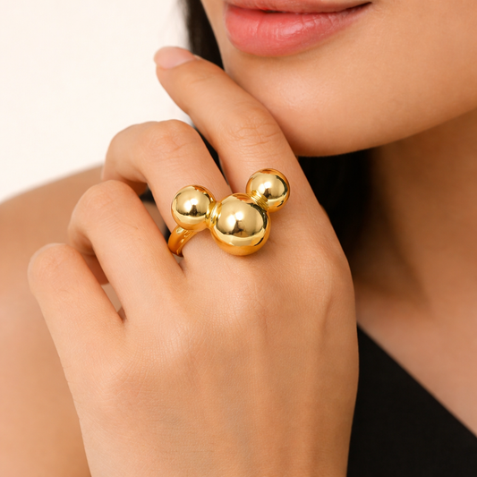 18K Gold Plated Trinity Sphere Ring