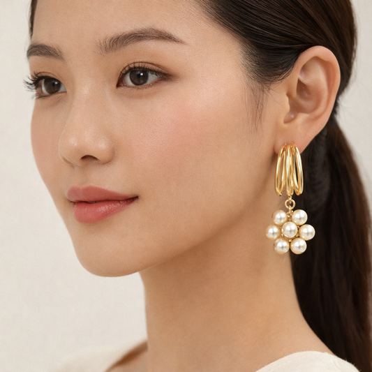 Golden Pearls Dangle Earring